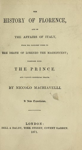 History of Florence and of the Affairs of Italy